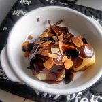 Steamed pear with choco sauce and roasted almond2