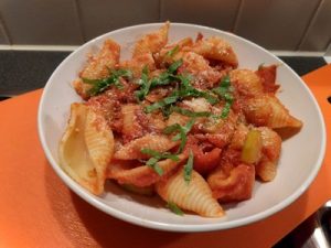 Pasta with red lentils sauce 52