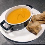 Soup with sweet potatoes, parsnip and truffle oil2