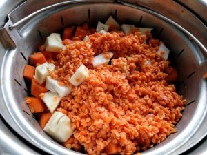 Carrots celeriac and red lentils mash 12